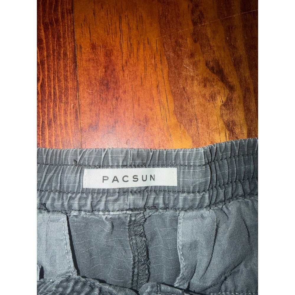 PacSun Cargo Shorts Mens Medium Gray Baggy Ripstop Elastic Waist Utility - Picture 4 of 5